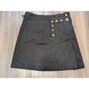 Gucci Mini Skirt Size 40 Black Gold Button Detail Laced Adjustable Waist READ